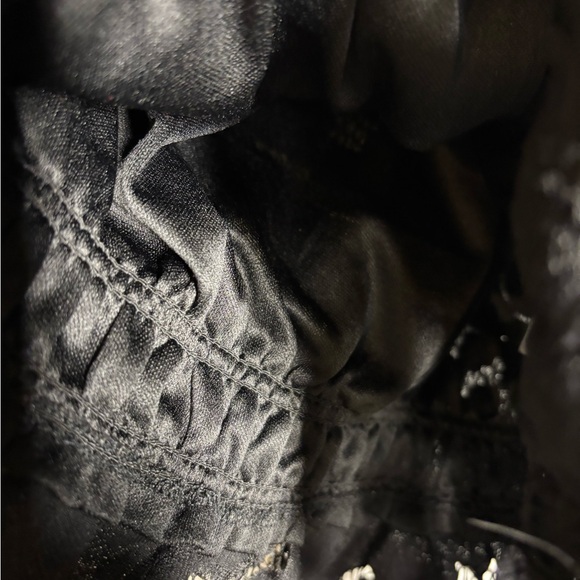 Black Cottage Core Milk Maid Blouse back tie at Neck Large - Picture 8 of 8